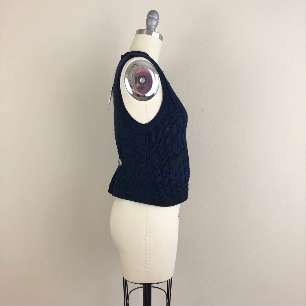 Phillip Lim Navy Open Knit Sweater Vest - Picture 3 of 6